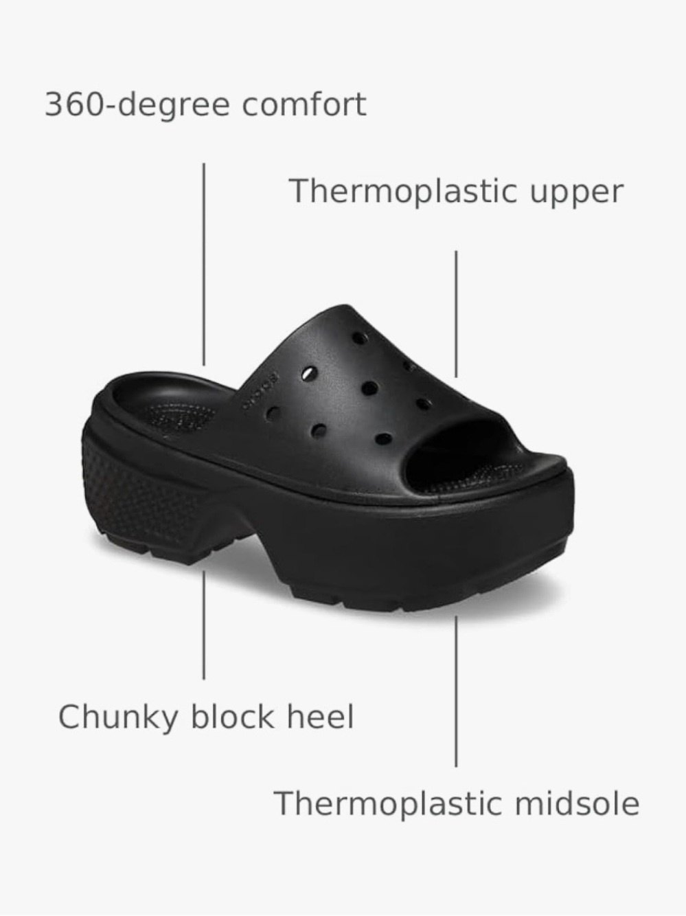 CROCS Platform Slide Sandal - Black - Picture 2 of 7